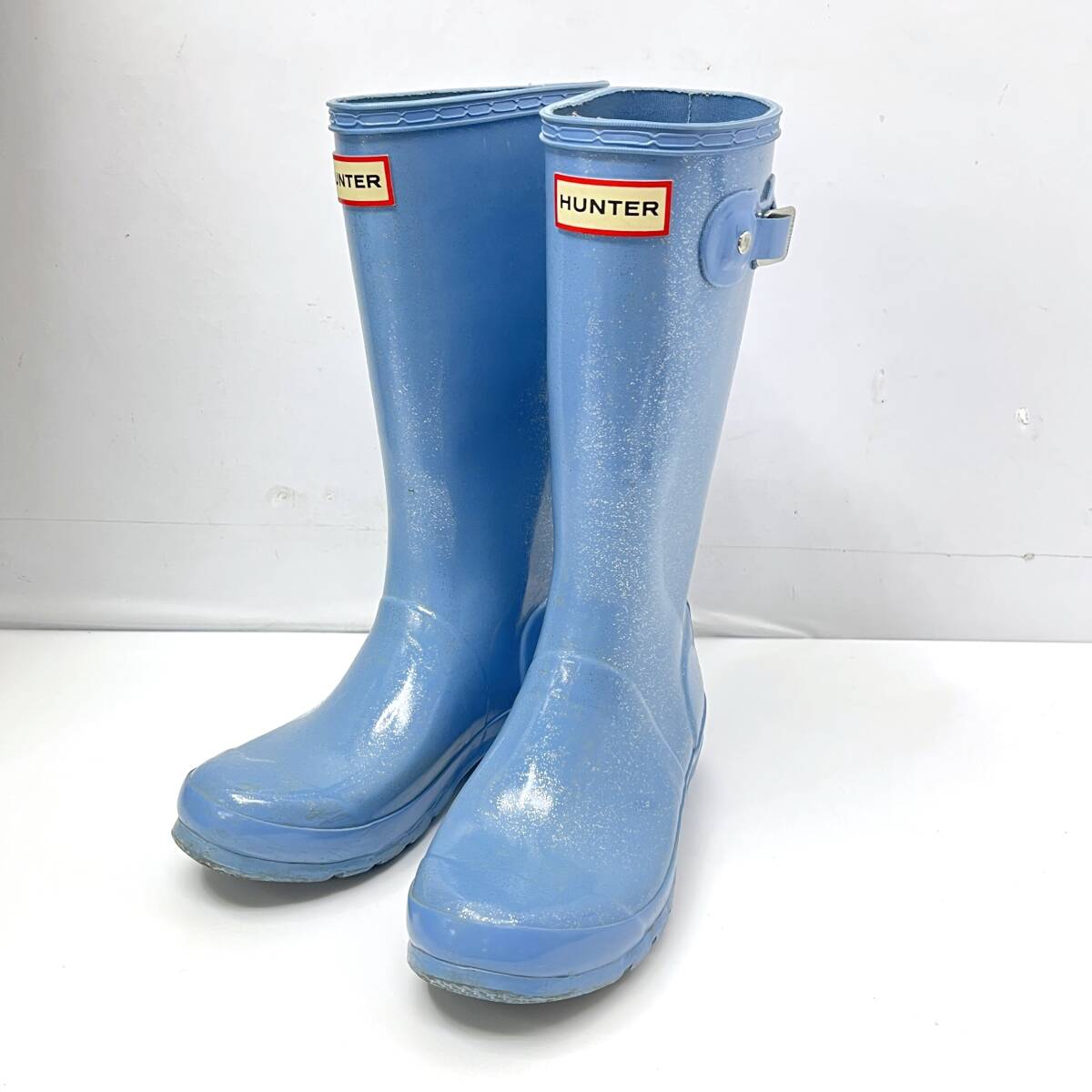 (志)HUNTER/ハンター 長靴 ブーツ レインシューズ 約22cm Sサイズ レディース キッズ 水色 ブルー系 (o)0429J