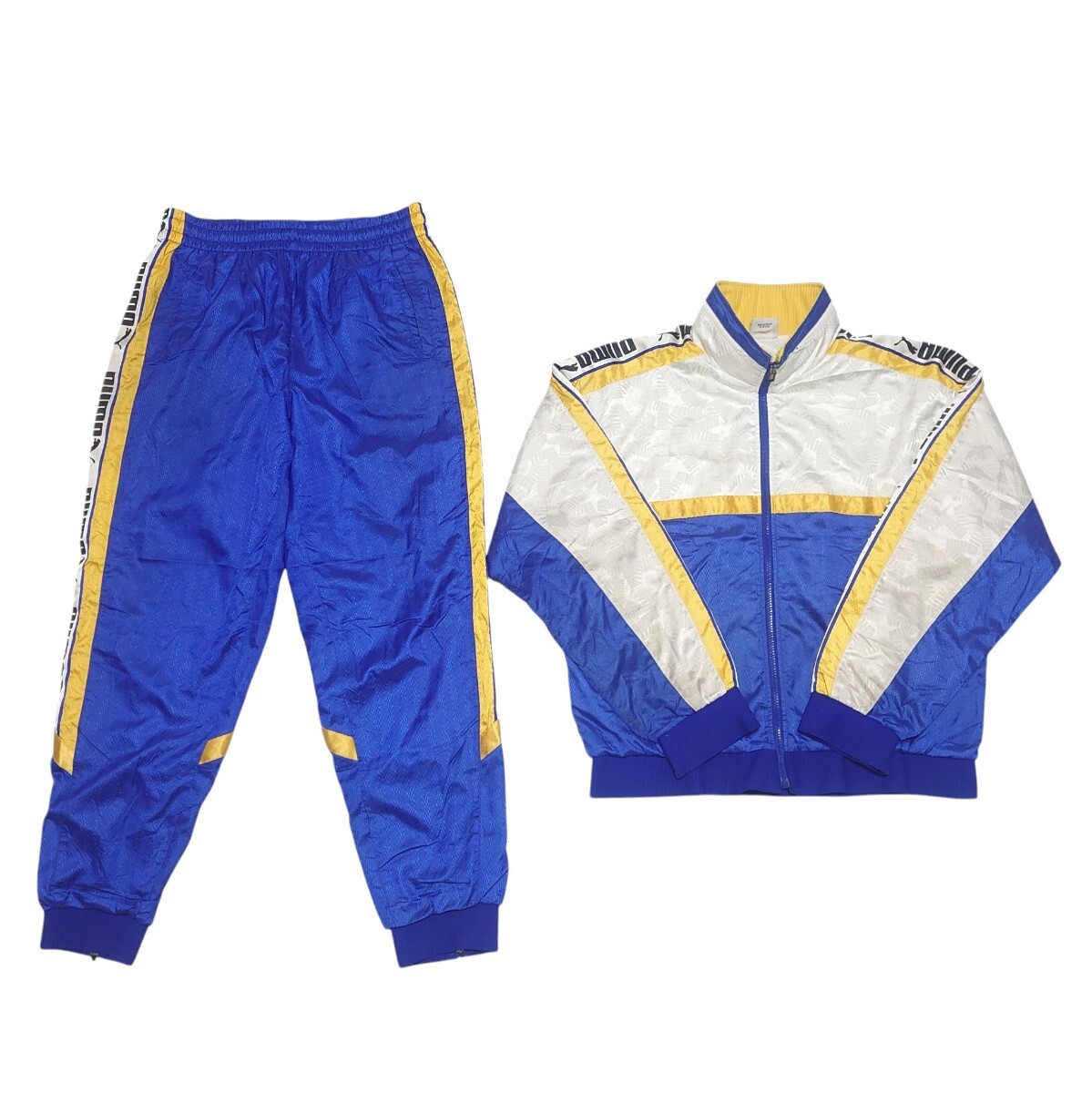 PUMA プーマ 90s ヒットユニオン メンズ ジャージ ウェア セットアップ 上下セット ブルー ホワイト イエロー ヴィンテージ レア t-25x309
