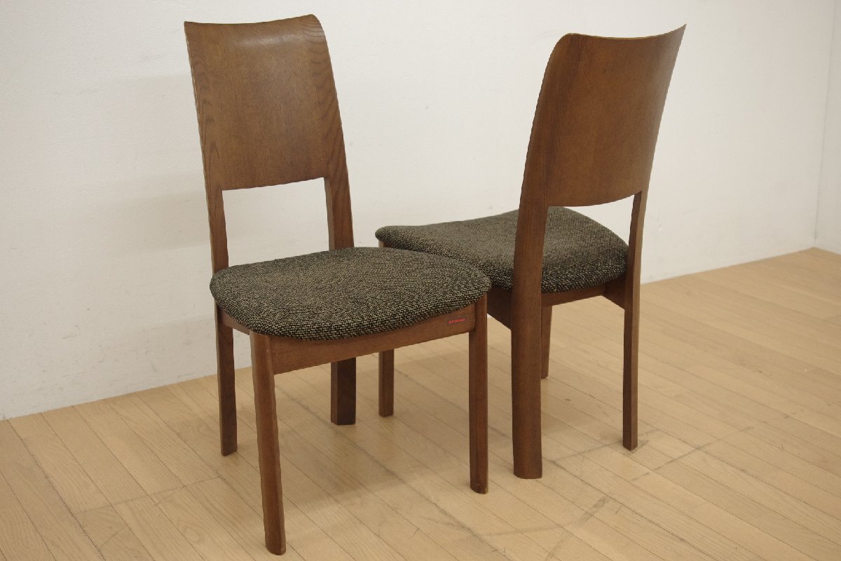 展示品 シラカワ 飛騨家具 shirakawa ダイニングチェア 2脚セット S-R515 レッドオーク 無垢 ナチュラル ファブリック ダークブラウン A