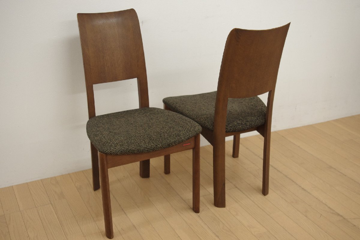 展示品 シラカワ 飛騨家具 shirakawa ダイニングチェア 2脚セット S-R515 レッドオーク 無垢 ナチュラル ファブリック ダークブラウン B