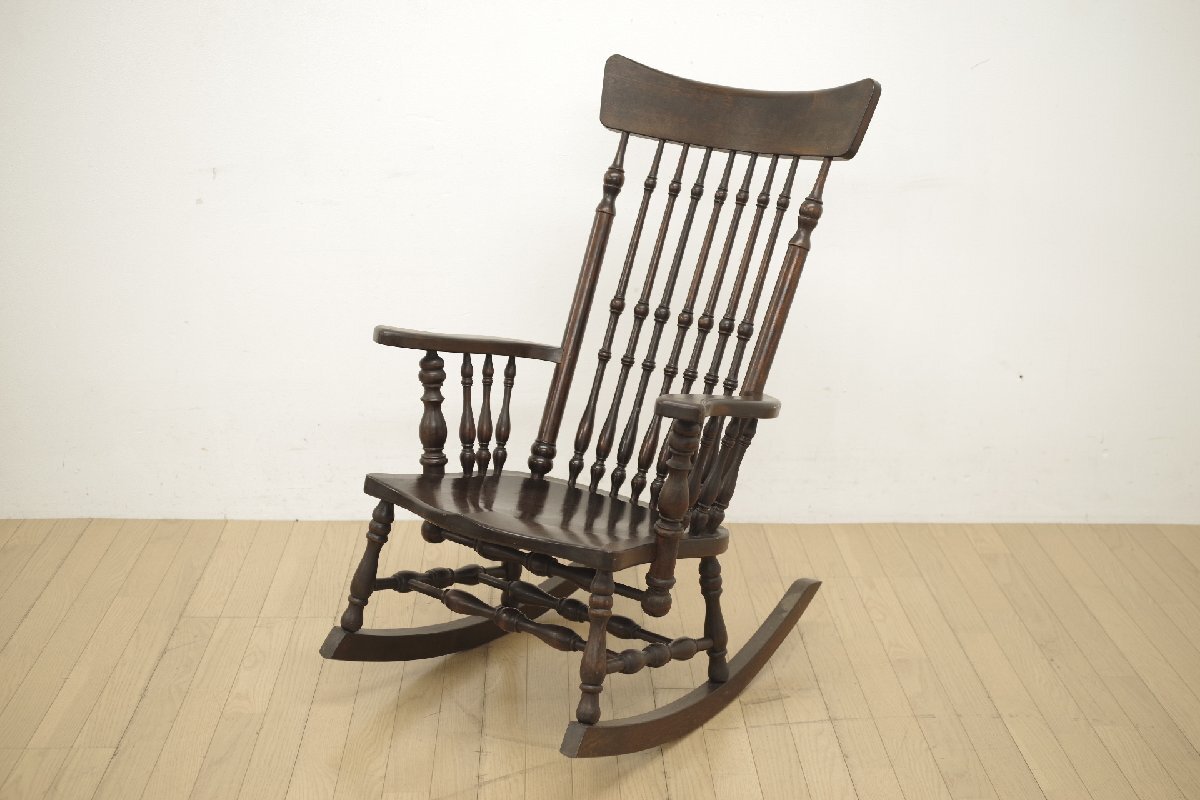 松本民芸家具 松民 ＃304F型 ロッキングチェア ミズメ桜 無垢 和モダン 在銘 刻印有り 揺り椅子 イス 和家具 和室 古民具 国産