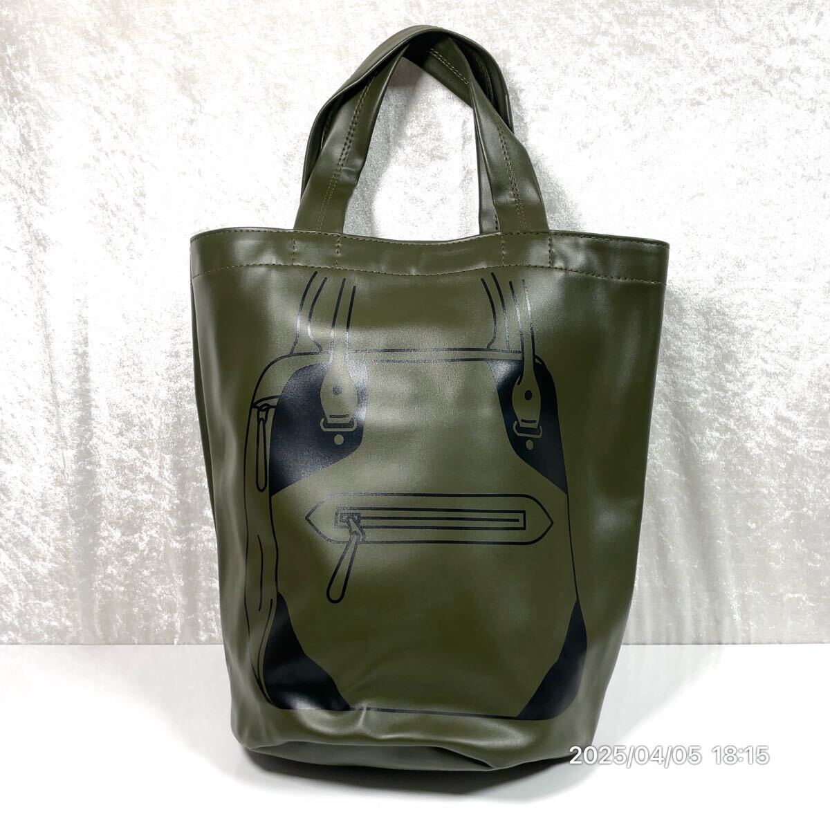 COMME des GARCONS コムデギャルソン 騙し絵柄 ブラック×カーキカラー 大容量 トートバッグ ハンドバック カバン 鞄