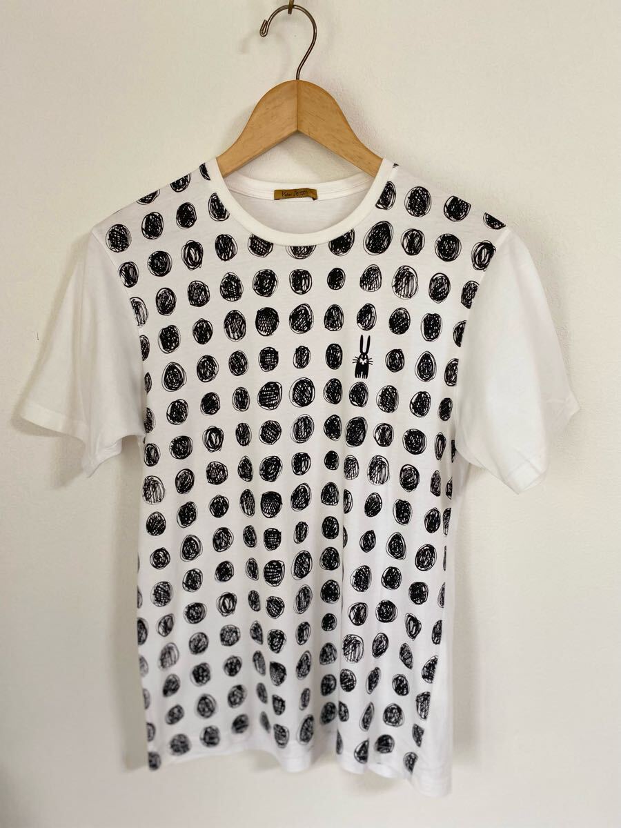 Peter jensenピーターイェンセン Tシャツ　ハンドプリント ブラック×ホワイト　S size 