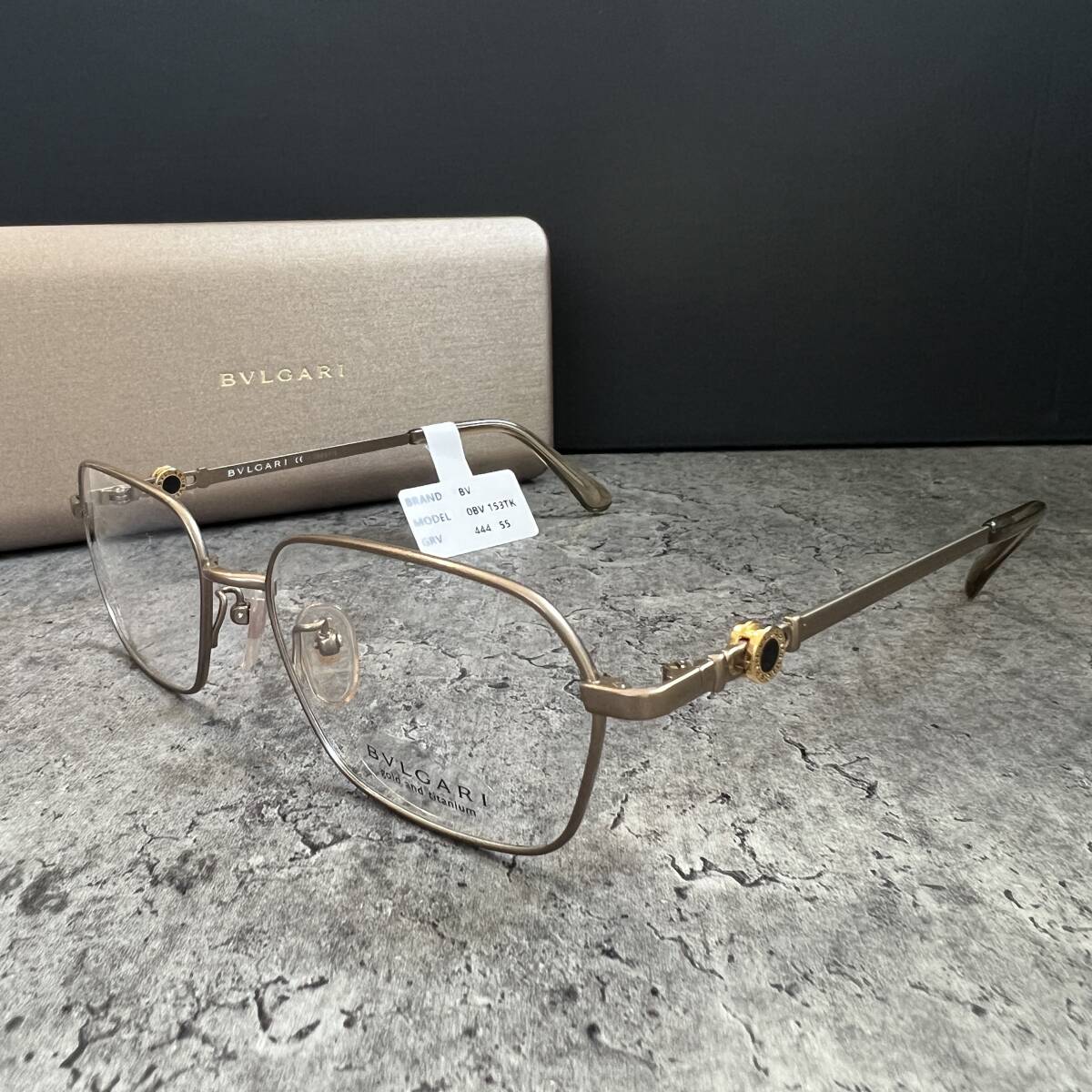◆BVLGARI ブルガリ B-zero1 K18パーツ 眼鏡フレーム メガネ 153TK 750 ロゴ ブラウン GOLD 55□17 145 メンズ eyewear ビーゼロワン