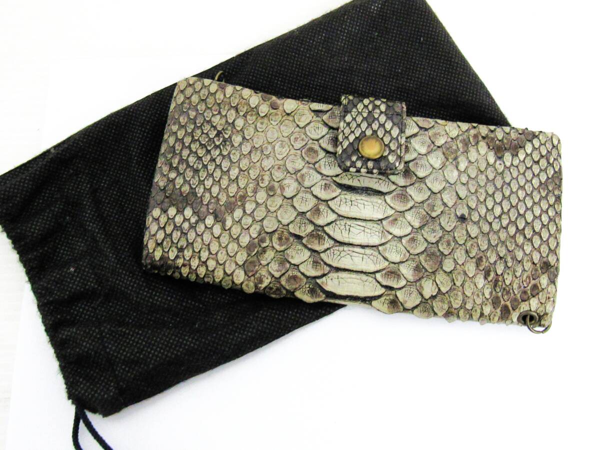FU-SI FERNALLE フーシフェルナーレ パイソン ヘビ革 長財布 お札入れ 小銭入れ 保管袋付き ユーズド品 HG0401C02