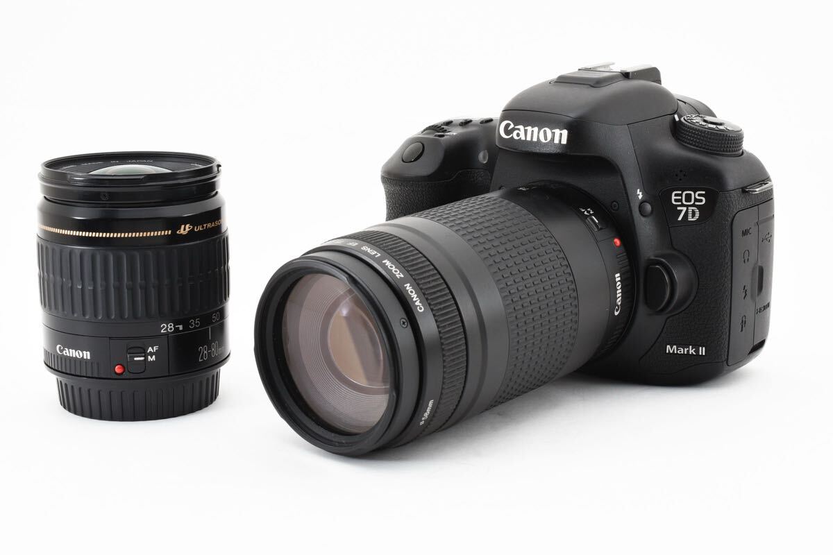 デジタル一眼レフカメラ Canon EOS 7D Mark II標準&望遠ダブルレンズセットCanon EF 28-80㎜1:3.5-5.6II/Canon EF 75-300㎜F4-5.6 II