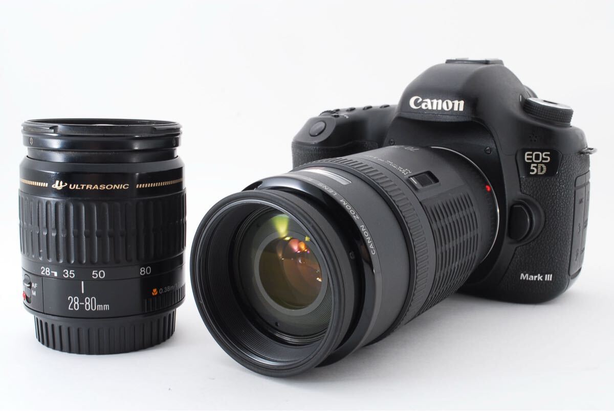 デジタル一眼レフカメラ CANON EOS 5D Mark III標準&望遠ダブルレンズセット☆Canon EF 28-80㎜1:3.5-5.6II、Canon EF 70-210㎜1:4