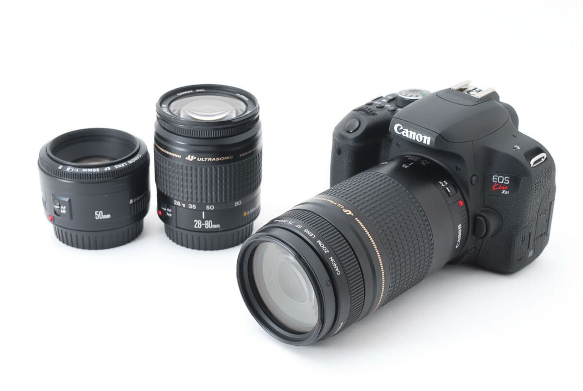  Canon EOS Kiss X9i デジタル 一眼レフカメラ Canon EF50mm F1.8 II 、Canon EF28-80㎜1:3.5-5.6 IV、 Canon EF 75-300mm F4-5.6 II USM