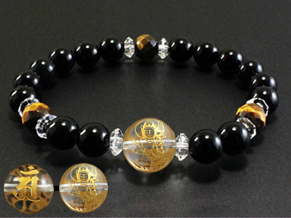 オニキス「普賢菩薩様と梵字」のブレスレット19.5cm
