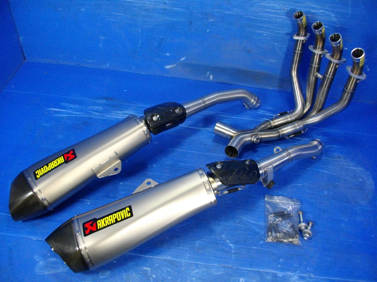 T【604】美品 AKRAPOVIC アクラポビッチ スリップオンライン チタンマフラー オプションヘッダーパイプ付き ZX-14R 12-22用 サイレンサー