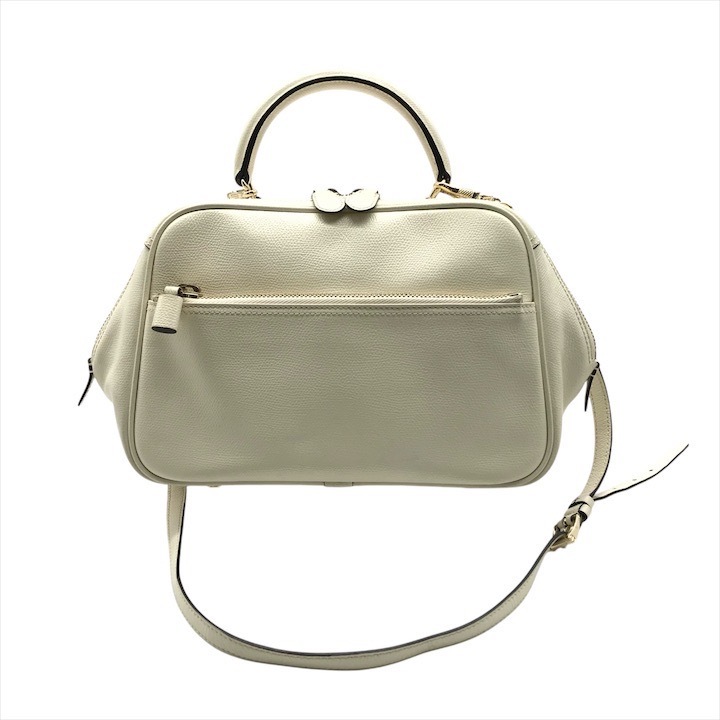 良品 Valextra ヴァレクストラ 2WAY ハンド ショルダーバッグ 斜め掛け 肩掛け レザー ホワイト レディース k5233