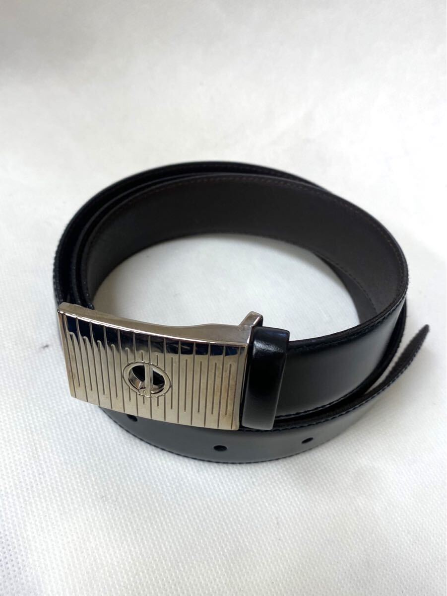 美品 dunhill ダンヒル ベルト レザー メンズ 黒 ブラック ファッション小物 