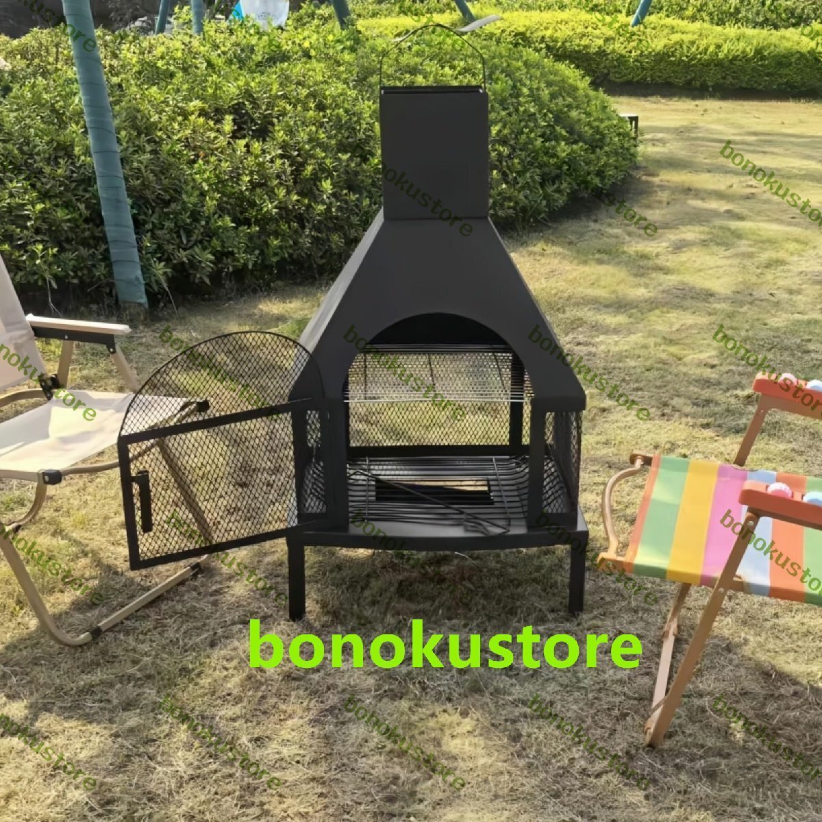 ファイヤーピットテーブル カバー付き大型焚き火台 BBQグリル 大人数 七輪 家庭用 アウトドア 暖炉 キャンプ用コンロ 1台で多用途 耐熱