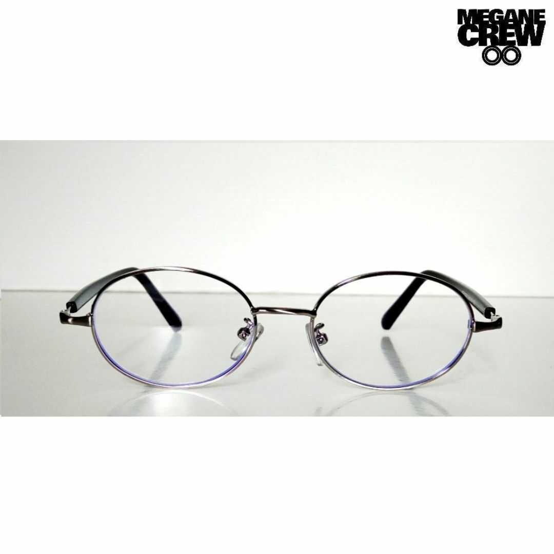 Oval Glow シルバー×ブラック オーバルメガネ 02