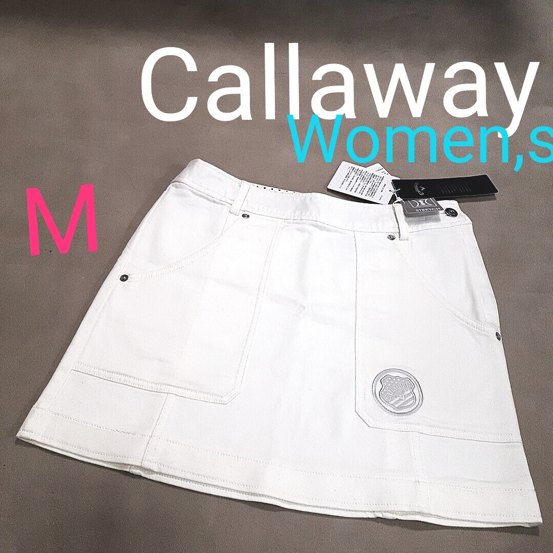 【新品】Callaway キャロウェイ　レディースM　ストレッチゴルフスカート　ゴルフ スカート ストレッチスカート　ホワイト