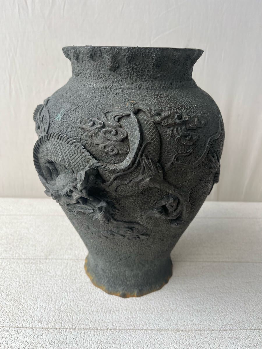中国古美術 中国古玩 時代物 花瓶 花入 壺 古銅 銅製 骨董品 唐物 約4kg 80サイズ
