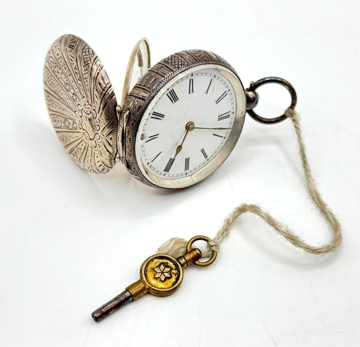 不動■鍵巻式懐中時計 懐中時計 silver 935 シルバー 銀 ホールマーク付 約45.13g アンティーク■兵庫県姫路市から 25-2211