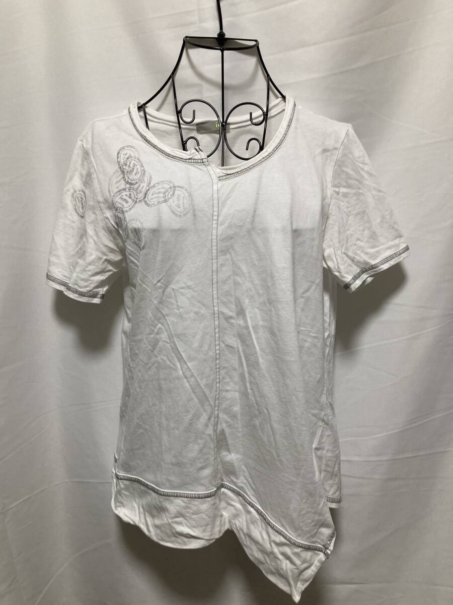 Sensounico センソユニコ i+mu イム トップス カットソー チュニック 古着 レディース ３８ 綿100 半袖 夏 しろ Ｔシャツ i+m-4-29