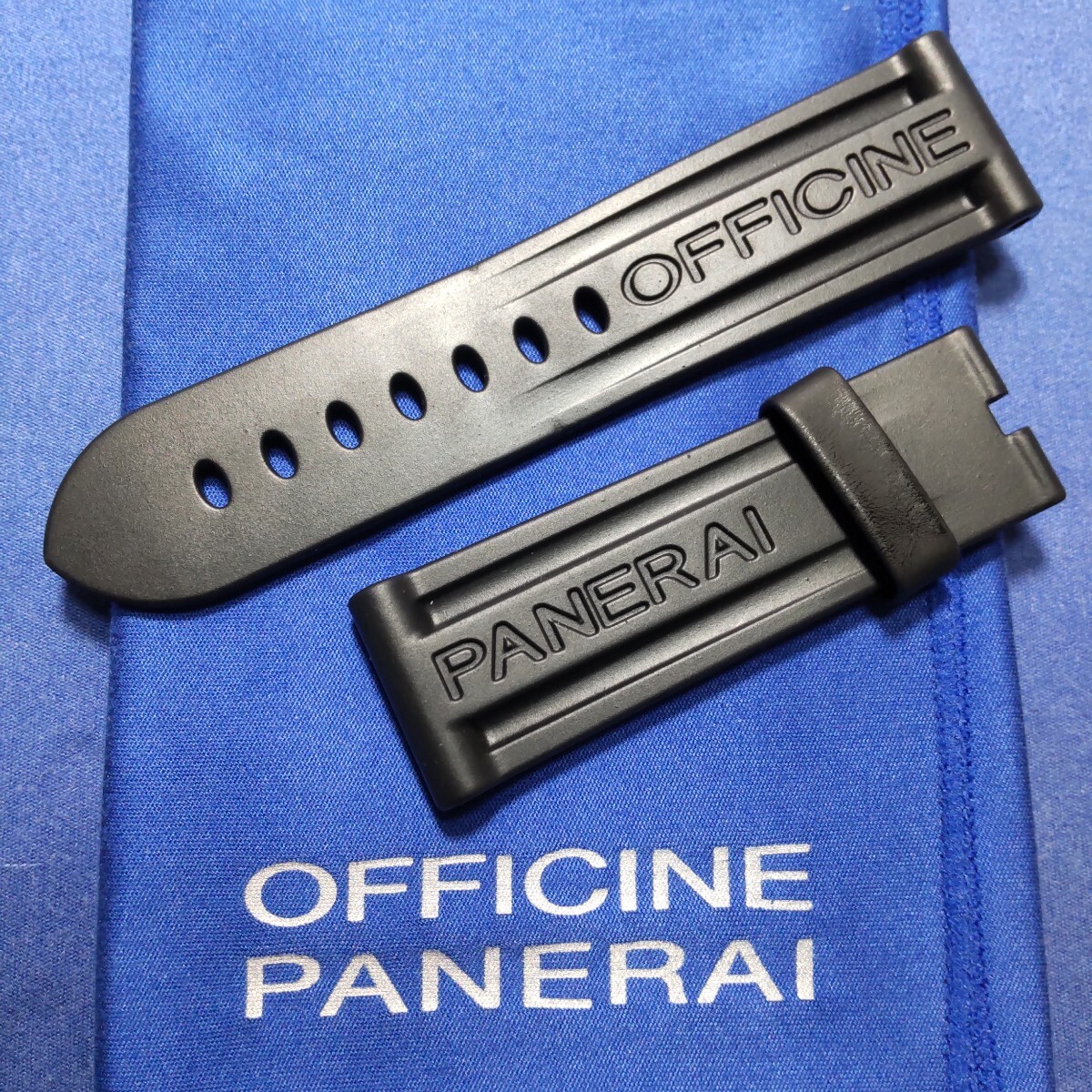 OFFICINE PANERAI 初期 ラバー 尾錠 装着 正規 ベルト 純正 カウッチュー ストラップ 黒 BK 24/22 BA パネライ Made in Austria 希少 113