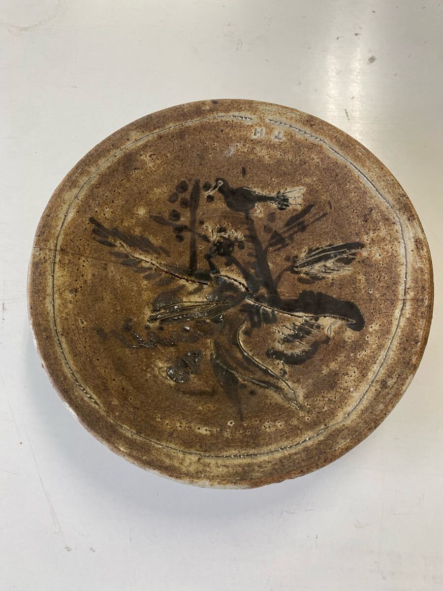 旧家整理品　古い皿　骨董品　古美術品　時代物　茶道具　直径23cm【424】