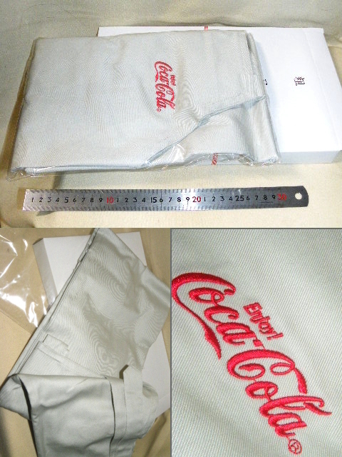 x品名x 年代物コカ・コーラ非売品 ロゴ刺繍 エプロン前掛け作業着!未使用/保管品♪Coca Cola取引先ノベルティ粗品?グッズ企業物コカコーラ