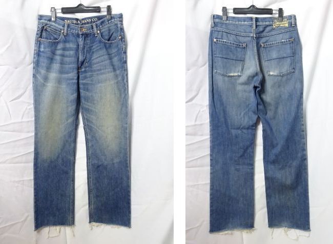 00s NAUTICA JEANS CO W33 デサント時代 ノーティカ ストレート ジーンズ デニムパンツ ユーズド加工 90s ９０年代 ００年代