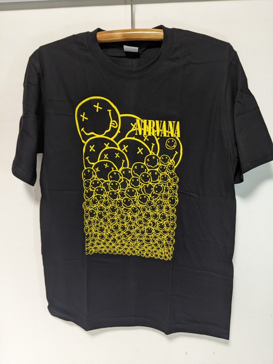 新品未使用自宅保管 NIRVANA ニルヴァーナ バンドTシャツ Tシャツ XLブラック イエロー シャツ ニルバーナ シャツ