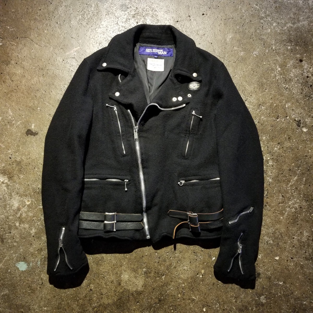 JUNYA WATANABE MAN 03AW Lewis Leathers ウール縮絨 ライダースジャケット ジュンヤワタナベマン ルイスレザー コムデギャルソン Lサイズ