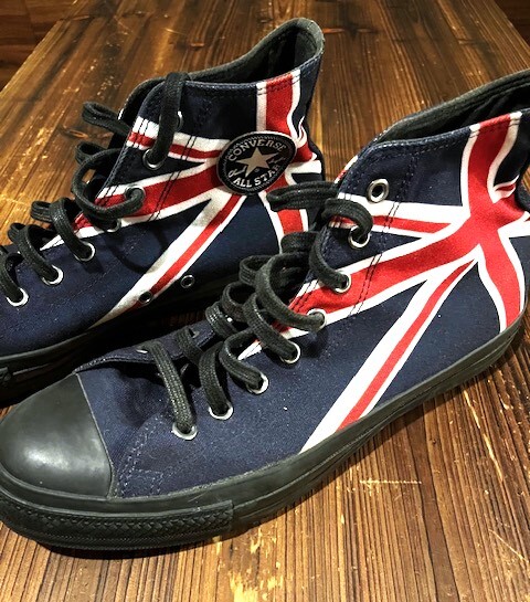 レアサイズ 美品!!★コンバース CONVERSE ALL STAR ハイカットスニーカー★ユニオンジャック柄★紺×黒★UK イギリス★US 11 1/2 30.0 cm
