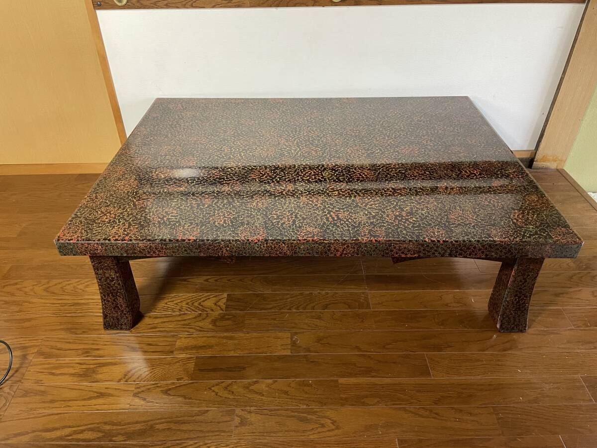 日本伝統工芸 津軽塗 唐塗 座卓 テーブル 大きさ：121㎝×91㎝×高さ34㎝ 重要無形文化財