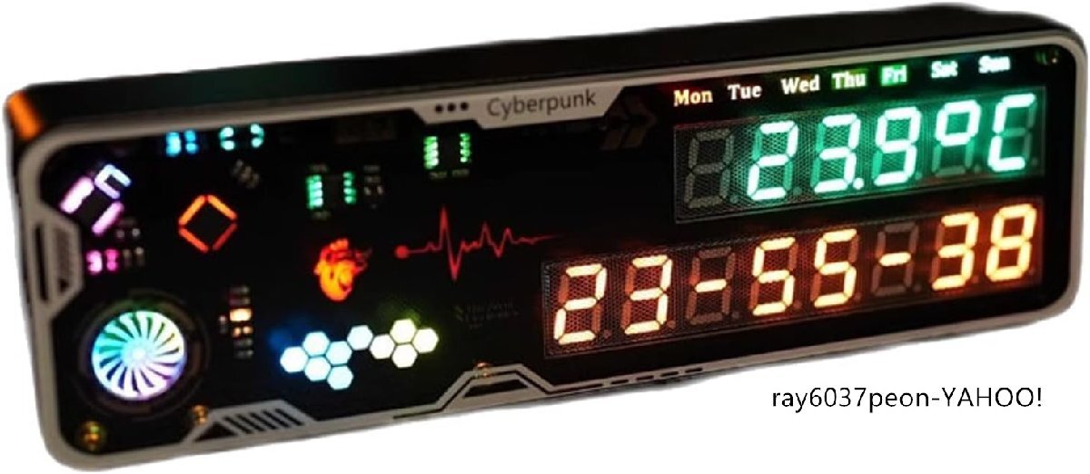 パンク電子時計 デジタル時計 置き時計 時計 LED時計 目覚まし時計 多機能RGB夜の光時計 電子置き時計 USB給電式 デジタル卓上時計