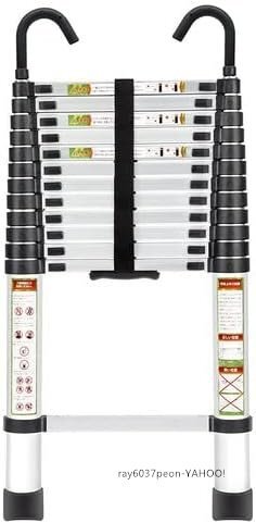 伸縮はしご アルミニウム製 フック付き 耐荷重150kg 多機能 滑り止め 持ち運びに便利 内/室外両用 高処作業 掃除 雪おろし (3.8m)