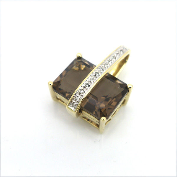 ★ 9K スモーキークォーツ ダイヤ チャーム ネックレス トップ (0220519786)