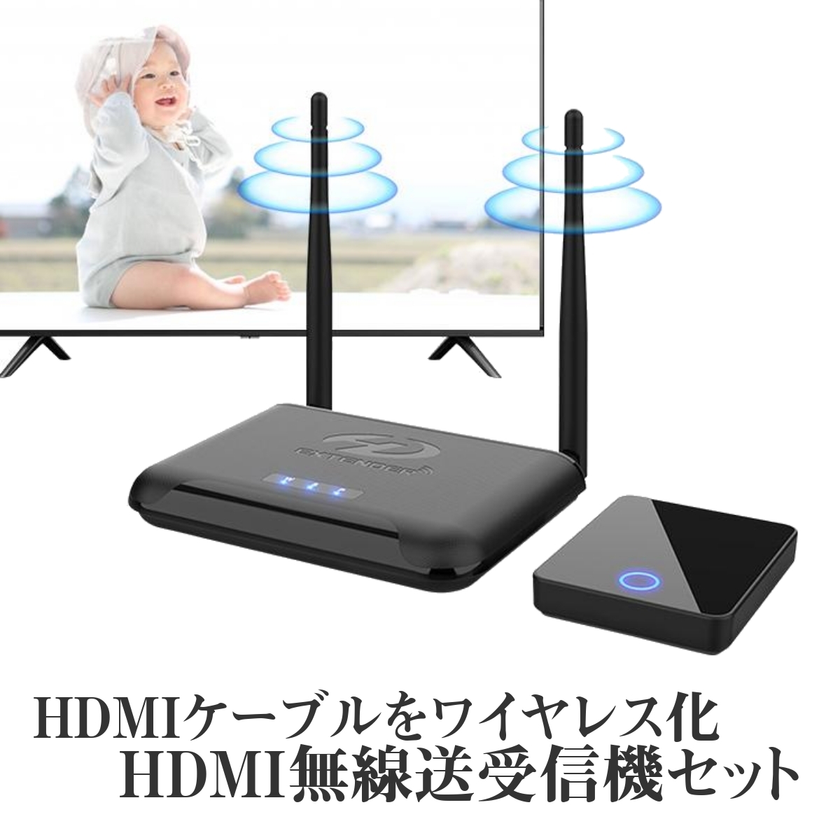 無線HDMI送受信機セット ワイヤレス転送キット ビデオトランスミッター 最大60M転送 3D対応 自動ペアリング