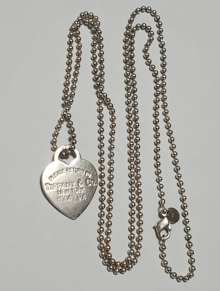 ●TIFFANY＆Co. ティファニー●SV925 リターントゥ ボールチェーン ハート シルバー925刻印 86,5㎝ 22g ブランドアクセサリー　美品