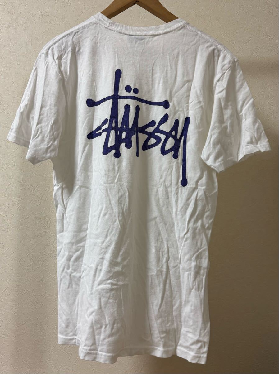 STUSSY ステューシー Tシャツ ホワイト ロゴ パープル 紫 size M 半袖 ワールドツアー