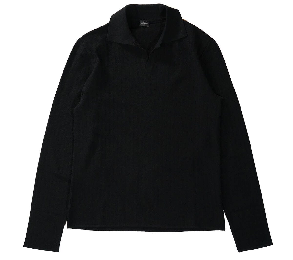 「 イタリア製 00s JILSANDER ポロカラー プルオーバー ニット セーター ウール ポリウレタン ブラック 」ジルサンダー 48サイズ メンズ