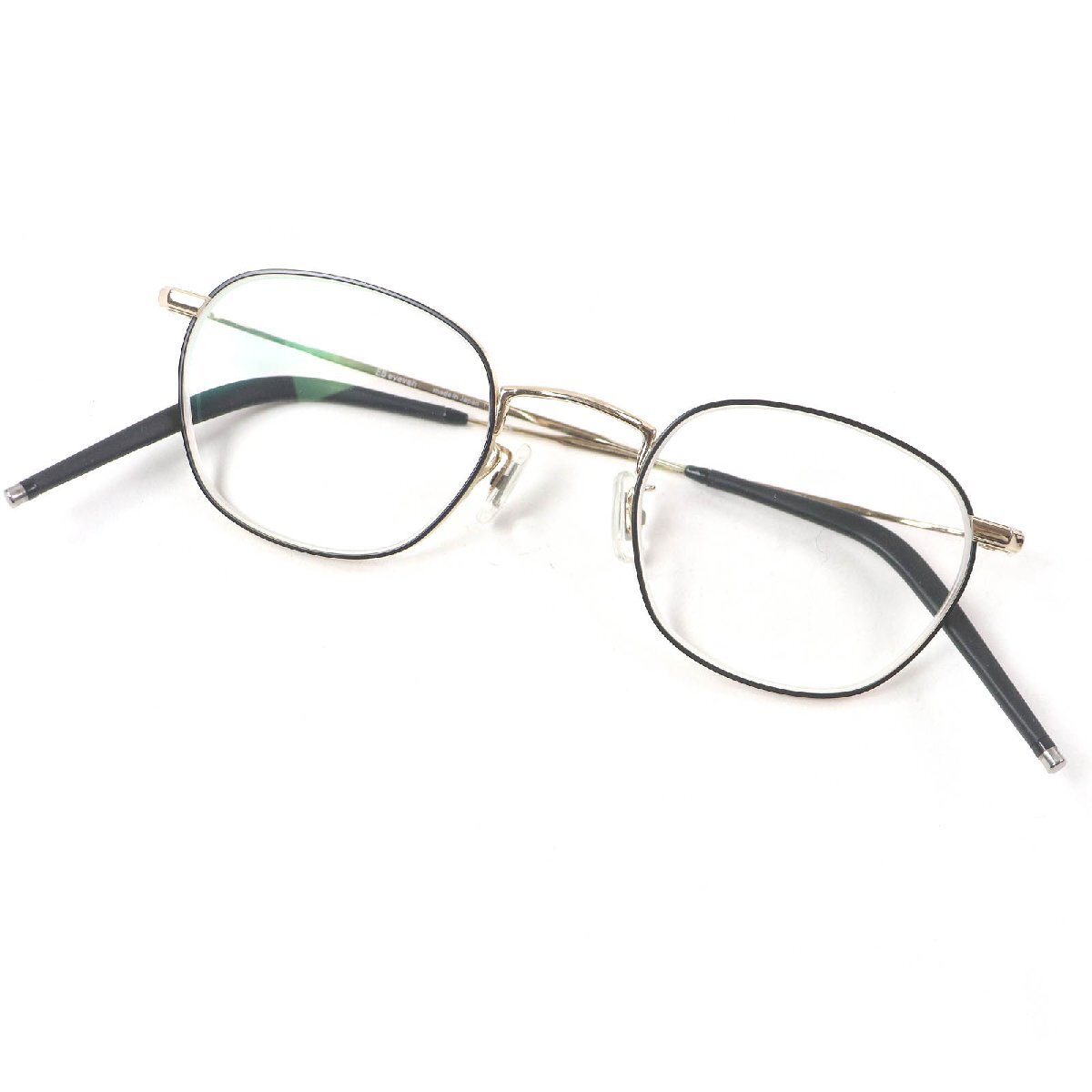 極美品□E5 eyevan イーファイブ アイヴァン m9 ウェリントン メガネ 眼鏡 アイウェア ホワイトゴールド 48□21-154 度入り 日本製