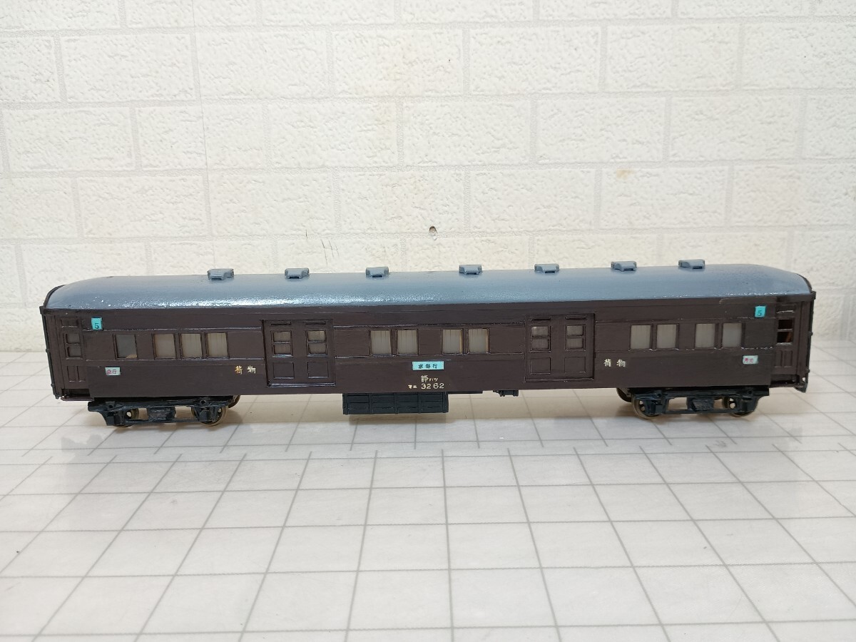 529■Oゲージ 32mm　国鉄　旧型客車　マニ32　荷物車　ペーパー製　自作？　鉄道模型　長期保管　ジャンク現状品