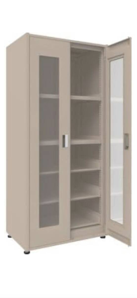 【未開封】トラスコ中山 M3型ユニット中量棚 両開きアクリル扉 背側パネル 引出用スライド棚3段付 H2100×W900 単体 M3-U7364-SL3-SGA