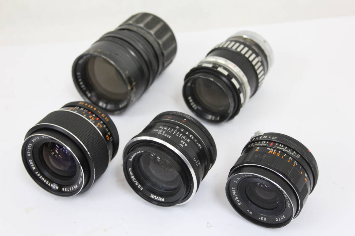 【訳あり品】【レンズ5点まとめ】Rolmax135mm F2.8 MontgomeryWard28mm F2.8 Revue35mm F3.5Rubimat 35mm F2.8 Sankor 135mmF3.5レンズ e32