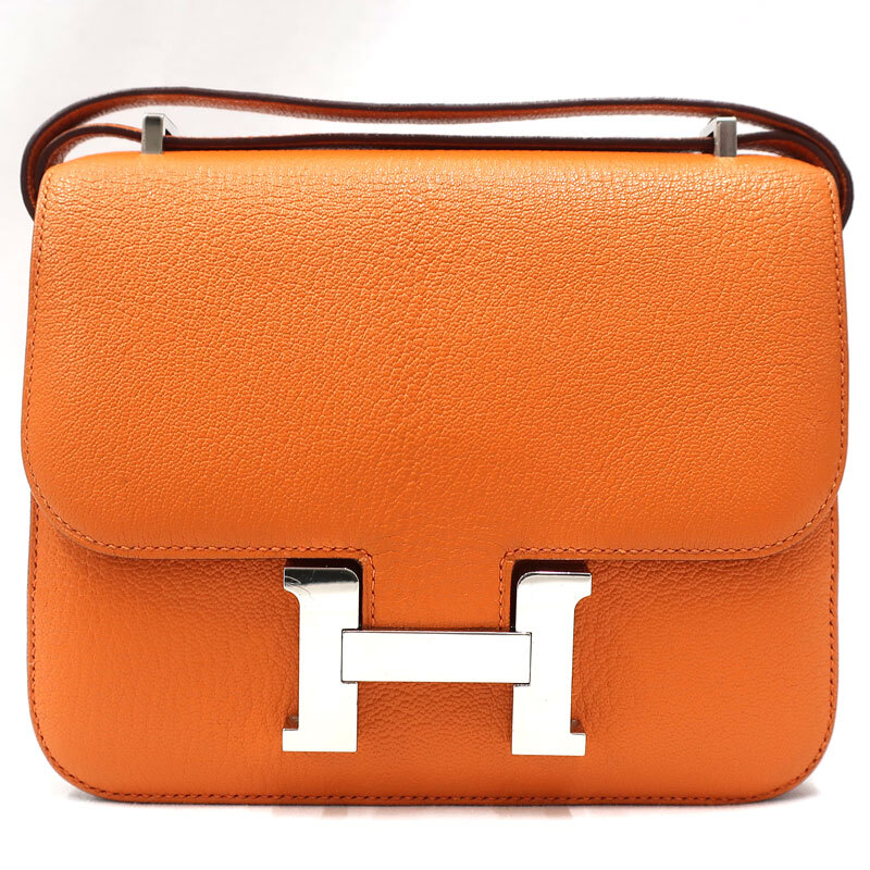 【美品】HERMES／エルメス　コンスタンス3 ミニ ヴェルソ　シェーブル　オレンジ　U刻印　ショルダーバッグ　700030122