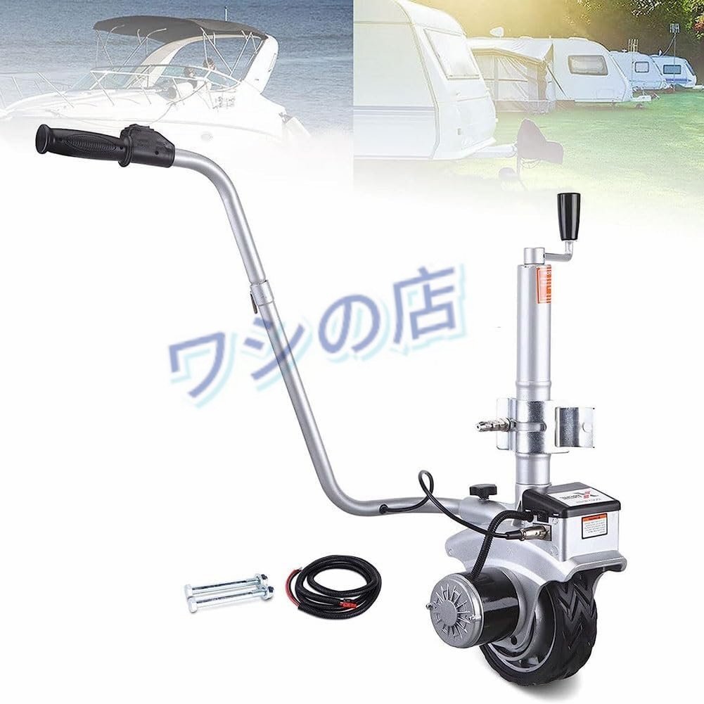 12V電動トレーラードリー、ヘビーデューティボートトレーラージャック、最大負荷5504.5ポンド、速度5-7m/min、電動ジョッキーホイール付き