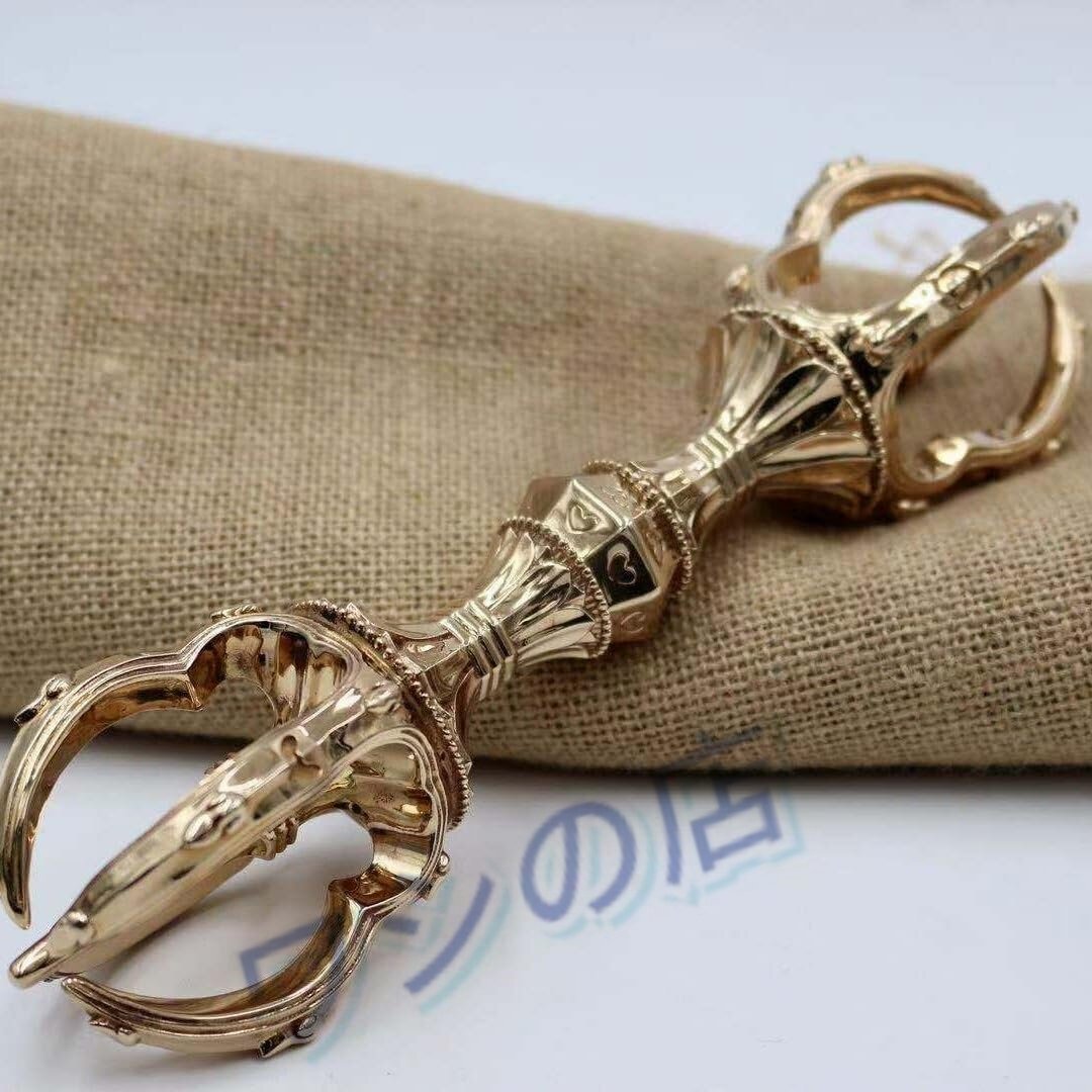 PH-01510 【大々型◆金剛杵◆五鈷杵】密教法具・寺院仏具・真鍮製・精緻彫り・長さ23cm