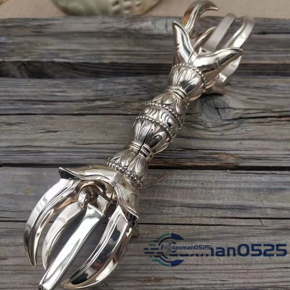 「密教法具 寺院用仏具」真言宗人形五鈷杵 真鍮製磨き仕上げ 23cm