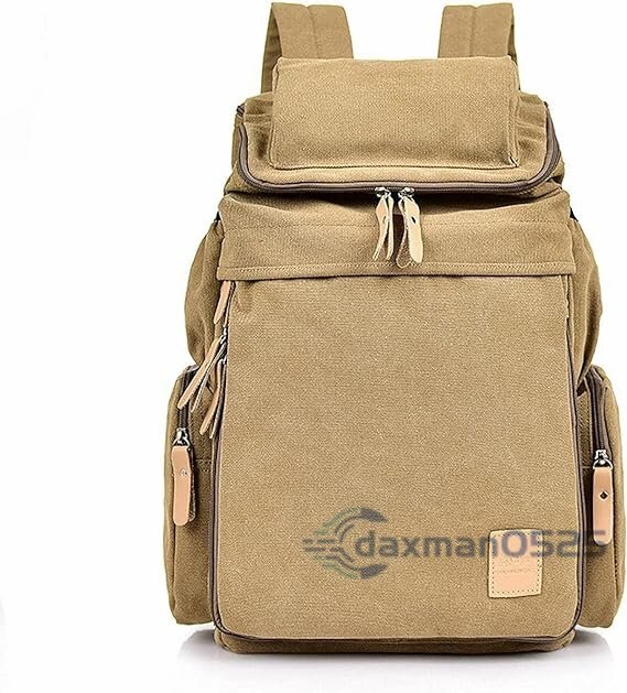 帆布と本革のリュック/メンズ レディース 男女兼用 無地 バックパック キャンバス シンプル ミリタリー アウトドア 旅行 出張