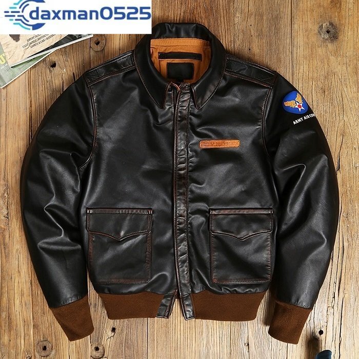 1.1mm 茶芯ホースハイド 40's TYPE A-2 V. HILTS エンブレム フライトジャケット ブラック L(38) サイズ選択可 1942 大脱走 馬革