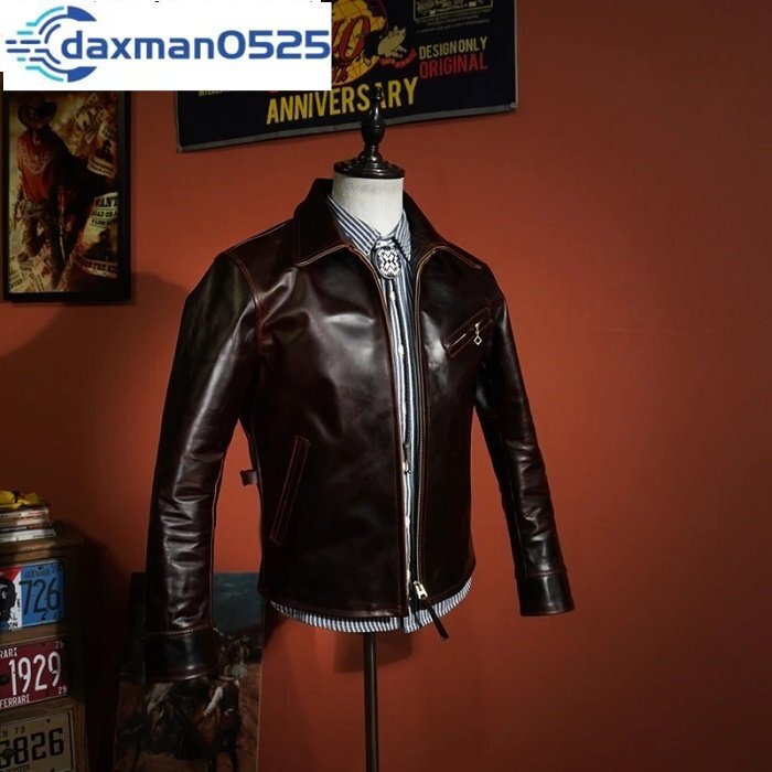 1.6mm 姫路レザー 茶芯ホースハイド 30's シングルライダース バーガンディ XL(40) サイズ選択可 フルグレインレザー ジャケット 馬革