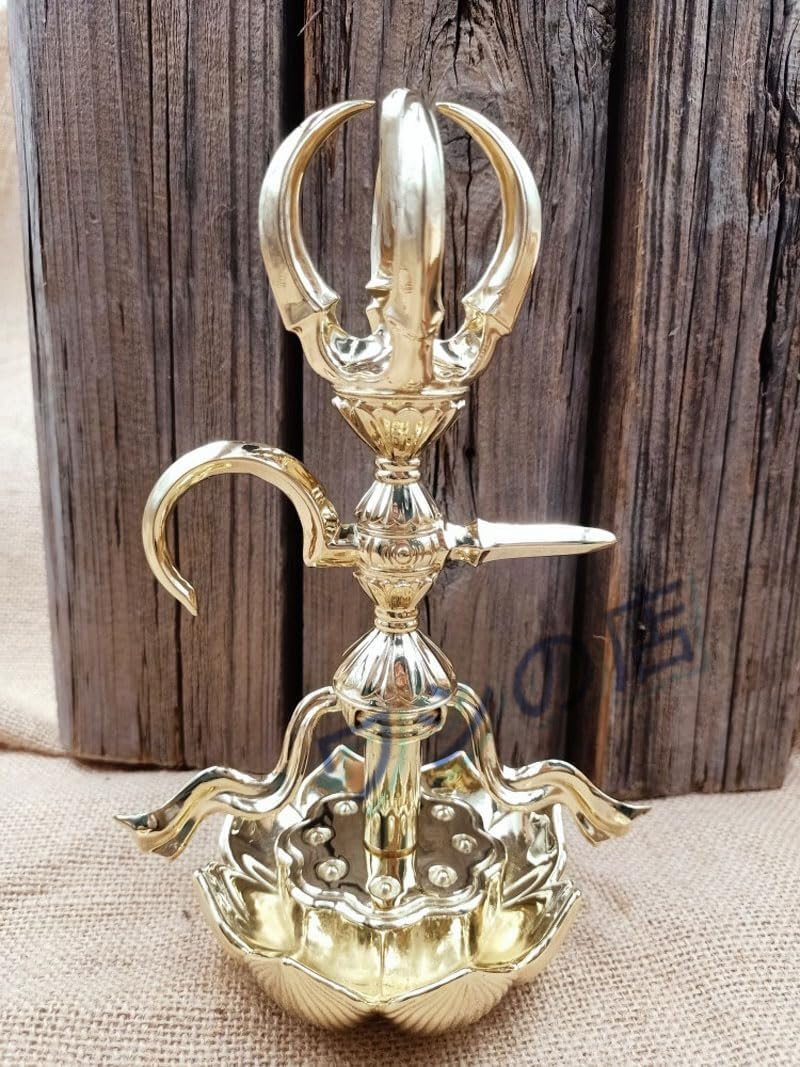 PH-01527【 愛染明王金剛鉤◆高さ19cm 】 密教法具・寺院仏具・真鍮製・五鈷金剛鉤・降魔杵・