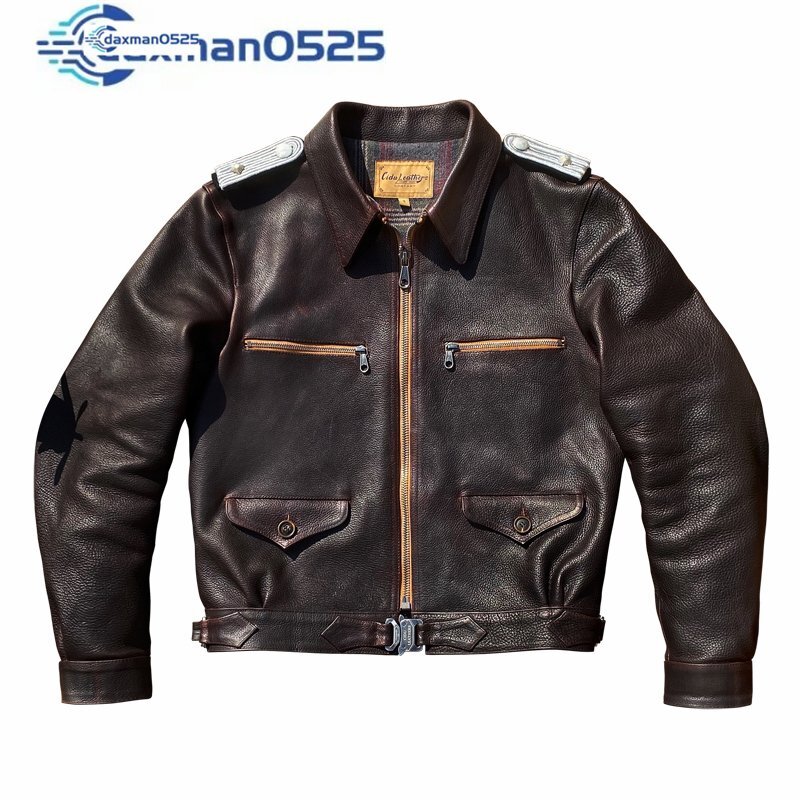 ドイツ空軍復刻 カウレザー使用 シングルレザージャケット ライダース フライトジャケット M